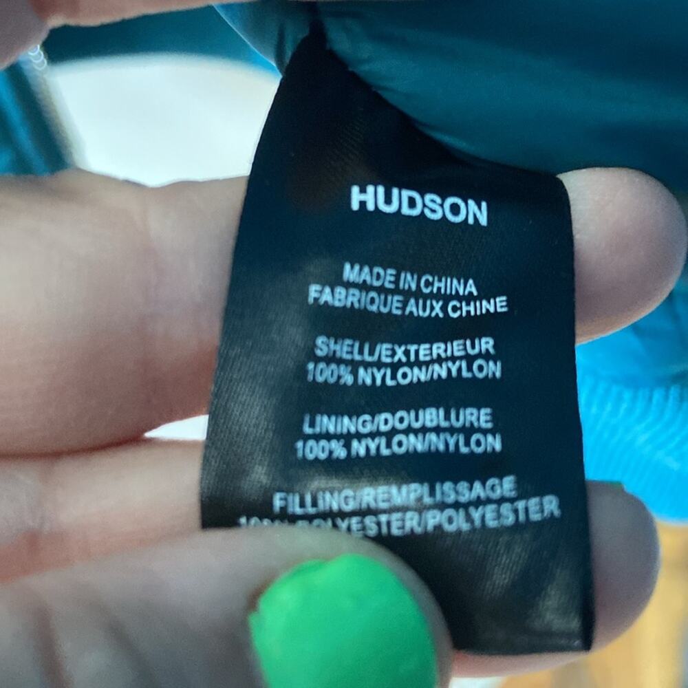 New Teal Green Blue Hudson Jeans Bomber Jacket Medium Fall Casual Oversized - Picture 8 of 10